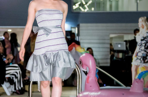 Felicia Zhu Walking at OC Fashion Week for Designer Angie Fontaine