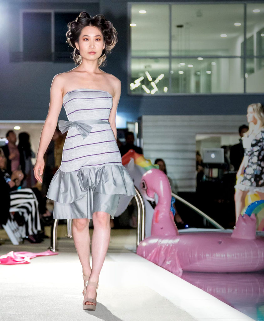 Felicia Zhu Walking at OC Fashion Week for Designer Angie Fontaine